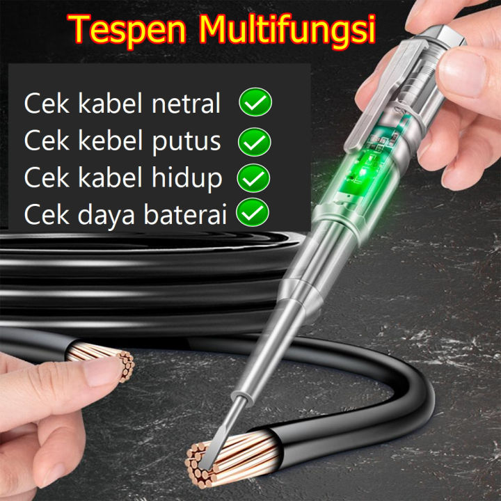 Tespen Listrik Multifungsi Untuk Cek Kabel Putus Dengan 2 Indikator Led