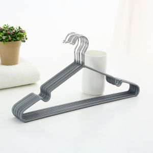 ไม้แขวนเคลือบซิลิโคน ไม้แขวนสแตนเลส ไม้แขวนเสื้อสแตนเลสหุ้มยาง Hanger ยกแพ็ค 10ชิ้น มีร่องกันผ้าหล่น 40cm Simple Thailand