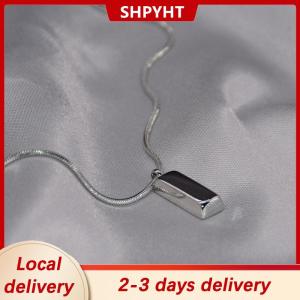 [COD] Ship within 24 hours Creative Men Necklace Cool Geometric Necklace Titanium Clavicle Chain Boyfriend Gift Silver Color Bricks Punk Couple Necklace