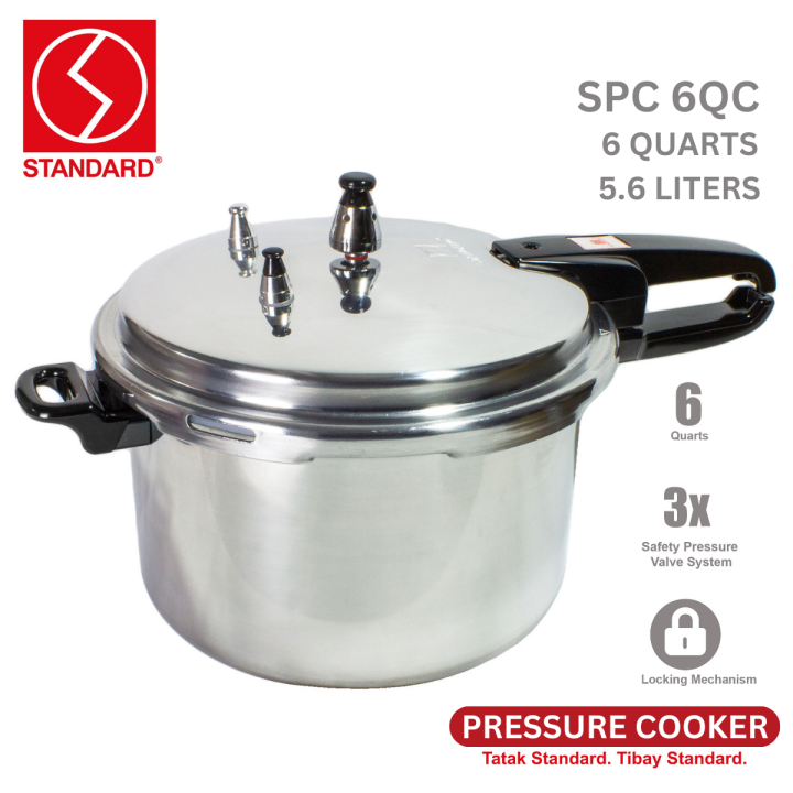 Standard Stovetop Pressure Cooker Heavy Duty 6 Quarts Good for 36