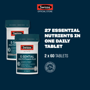 Ready Stock [EXP 05 AUG 2027] Swisse Ultivite E-Sential Multivitamin Plus Twin Pack 60Tabs Premium 27 Nutrient Blend Vegetarian Gluten Free Non-GMO Supplement