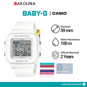 Jam Tangan Wanita Casio Baby-G + Plus BGD-10L-7D White Dial White Resin Band