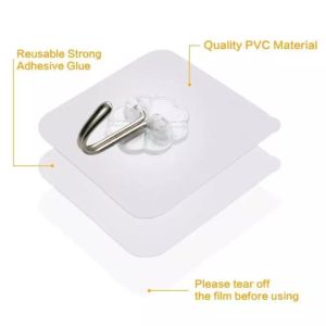 [Ready Stock]1pcs Sticky Hook Transparent Magic Hook Strong Adhesive Wall Hook for Kitchen Bathroom Bedroom