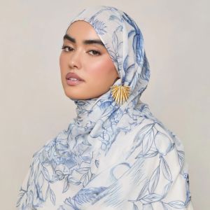 Jifang Hot Sale Fashion Design Watercolor Painting Prints Cotton Printed Model Shawl Pashmina Head Scarf Wraps Viral Muslim Hijabs FX01