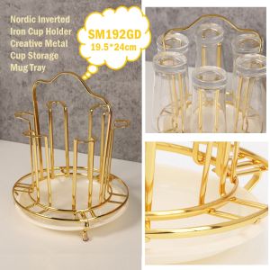 👉 READY STOCK 👉🇲🇾 Nordic Inverted Iron Cup Holder Creative Metal Cup Storage Mug Tray Cawan Storage Kitchen Jualan Murah Kitchen Storage & Accessories Kitchen Organizers