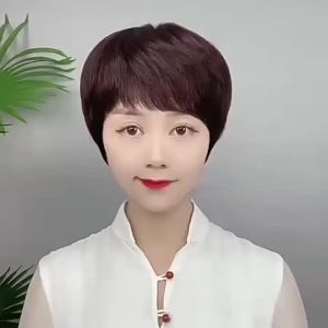 Short Human Hair Wigs For Women Natural Looking Full Machine Made Wig Fashion Daily Use Gift For Mother