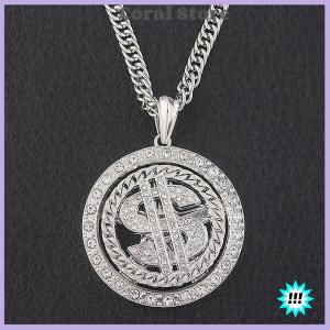 【Coral】💖【HOT SALE】🎈🎈 Big Rotatable US Dollar Money Sign Pendant Necklace Men Rapper Hip Hop