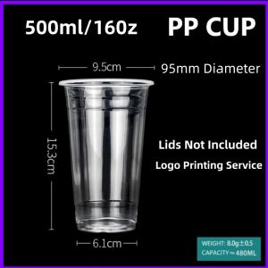 PP Cup 1000 pcs Coffee Latte Tea Size 500ml 700ml Diameter 95mm we Do Logo Printing Service SEALABLE PP CUP