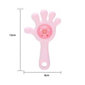 Silicone Hand Shape Rattle Teether Toy for Baby Comfortable Entrance & Safe Entry Depth