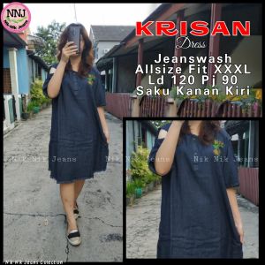 Sabrina Dress Jeans Krisan Jumbo XXL LD 120 Dress Lepis Mini Dress Jeans Korea Rawis Rit Shop