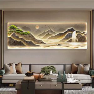 Tranh Điện Tranh LED Pha Lê Khung Hợp Kim Tranh Phong Thủy phù Hợp Treo Phòng Khách.....