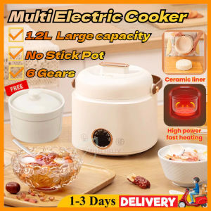 Electric Cooker Multi-Cooker Smart Electric Stew Pot Non Stick Ceramic Pot Rice Cooker with Steamer for 1-2 People