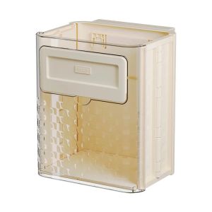 Kirilgu Kitchen transparent wall-mounted trash bin storage bucket punch-free hanging foldable paper basket practical and space-saving 6K4N7