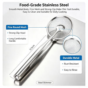 Frying Filter Tongs - 2-in-1 Cooking Tool Grease Separator Multifunction Kitchen Accessory