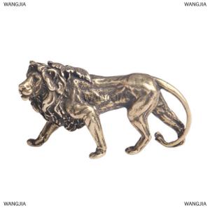 [COD] WANGJIA รูปปั้นขนาดเล็กรูปสิงโตขนาดเล็กทำจากทองแดงบริสุทธิ์ของตกแต่งโต๊ะรูปปั้นสัตว์ขนาดเล็กทำจากทองเหลืองโบราณสำหรับตกแต่งบ้านงานฝีมือ