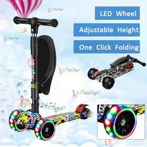 3 IN 1 Scooter For Kids Foldable 2-7Years Kid Outdoor Children Toys Height Adjustable with Flash Wheel LED Light Music Seat Skuter Budak skuter kanak kanak