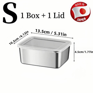 304 Stainless Steel Japanese Style Tray Food Storage Dispensers With Cover Food Keepers Household Fresh-Keeping Box Tray BBQ Food Trays Fridge Refrigerator Organizer Storage Box Snacks Fruit Baking Sheet Food Keeper