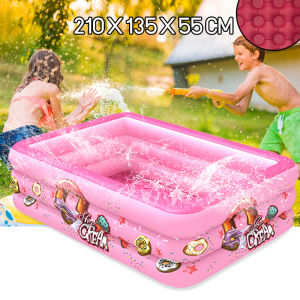 (210x135x55cm) (180x130x55cm) (150x110x50cm) 3 sizes are available childrens inflatable pool large rectangular pool childrens pool float pool play pool family pool outdoor pool three-tier garden pool