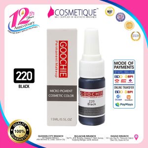 Goochie Micro Pigment Cosmetic Color 220 Black Permanent Makeup 15ML/0.5OZ