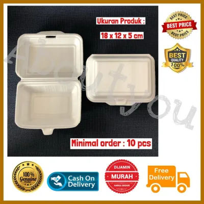 Grosir 10 pcs Kotak Makan STEROFOM Box Gabus Persegi Panjang Sterofoam Wadah makanan bubur mie nasi