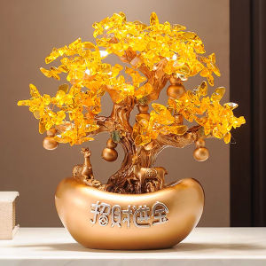 Pajangan Pohon Uang Rusa Fortune Money Tree Emas Gold Fengshui Rezeki