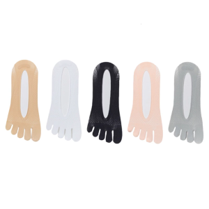 5 Pairs Womens Toe Separated Invisible Socks Breathable Cotton Silicone Grip Antislip Low Cut No Show Design Hosiery