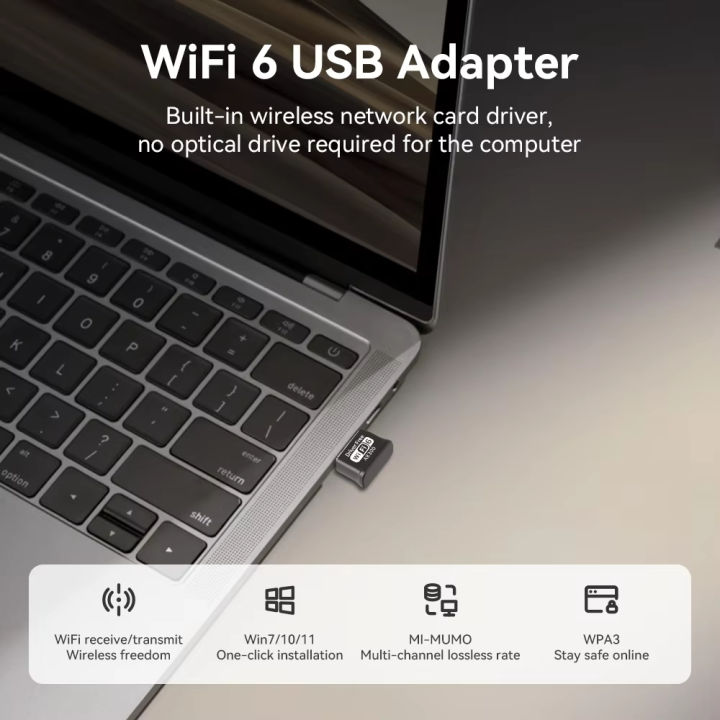 KEBETEME%20WIFI%206%20USB%20Adapter%20AX300%20Network%20Card%20Mini%20USB%20Dongle%202.4GHz%20802.11AX%20Wireless%20Dongle%20Receiver%20For%20Win%207/10/11%20Drive%20Free%20-%20Image%202