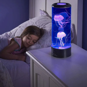 Fantasy Jellyfish Lamp LED Bedside Night Light Color Changing Jellyfish Tank Aquarium Led Lamp Relaxing Mood Lights Lava Lamp Kids Gifts