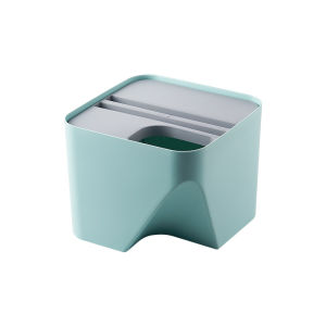 Justliving 1 cái rác nhà bếp có thể tái chế Thùng Thùng rác gấp cho xe hơi phân loại xếp chồng lên nhau có nắp thùng tái chế ubbish bin Thùng rác khô và đồ ướt riêng biệt cho phòng tắm dung tích lớn Thùng rác nhựa-1 cái