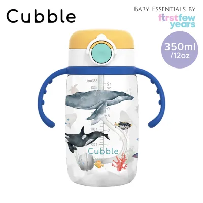 Cubble Tritan Sippy Cup with Removable Handles and Weighted Straw 350ml/12oz (3 Colors) Marine World Baby Straw Cup Straw Bottle