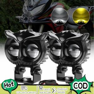 LED Motorcycle Dual Beam Light – White Yellow Mini Driving Lamp High/Low Beam Handlebar Switch IP67