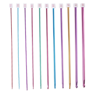 11 Pieces Tunisian Afghan Crochet Hooks Multicolor Aluminum Knitting Needles Set 2.0 mm to 8.0 mm