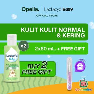 [Buy 2 FREE GIFT] Lactacyd Baby Extra Milky 2in1 Body Wash and Hair Shampoo 2x60mL – Sabun & Sampo Bayi untuk Menjaga Kelembaban + FREE GIFT