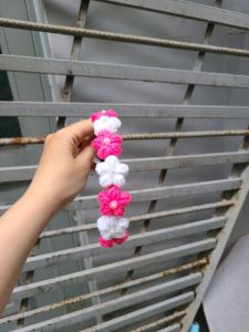 Băng đô hoa len / bờm cài tóc hoa len nhí * size 3 cm ( nhiều màu lựa chọn )