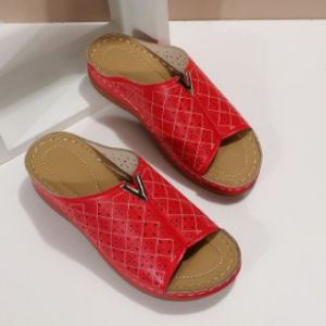 [Free Shipping] Plus-Size Summer New Arrivals: Plus-Size Hollow-Out Wedge Heel Sandals WomenS Open-Toe Thick-Soled Sandals