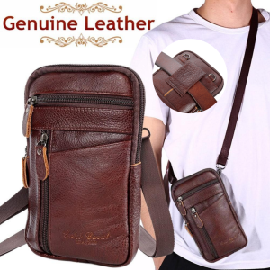 Multi-purpose Casual Men Leather Phone Pouch Belt Anti-theft Fashion Waist Zipper Bag PU Purse Crossbody Shoulder Pack
