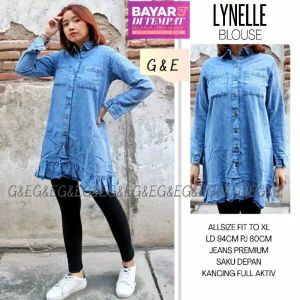 Lafia Top Atasan Wanita Busui Blouse Lengan Panjang Jeans - Tunik Muslim Tebaru