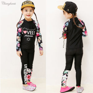 Swimming Suit for Girl Rash Guards for Children 2-10 Y Kids Two Pieces Swimwear Baby Swimsuit Girls Swimming Outfit White Black Sandy Wear