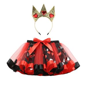 2026 Red Halloween witch dress for little girls complete with a headband horns and a heart-shaped accessory tutu Girls skirt and shorts set