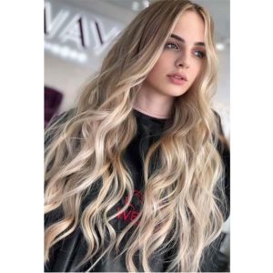 Artificial synthetic natural false straight long wig clipless invisible hair extension