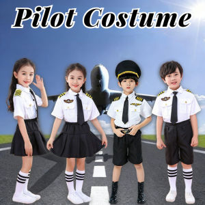 Kids Pilot Costume Set Uniform Role Play School Performance Career Dress Up Party Outfit