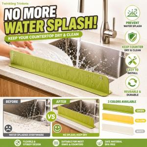Water Blocking Board Pure Silicone Sink Splash Guard Kitchen Waterproof Barrier Wash Basin Anti Splash Strip Heightening Home