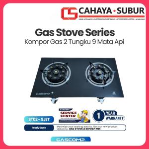 Kompor Gas 2 Tungku GASCOMP 9 Jet Tempered Glass Api Lilin Tekanan Rendah SNI Best Quality Gas Stove