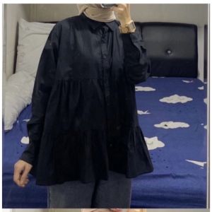 Dita Blouse Wanita | KEMEJA RUFFLE WANITA RAMPEL FULL KANCING BUSUI FRIENDLY