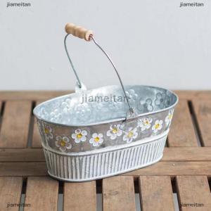 [COD] jiameitan Vintage Iron Flower Pot Desktop Flower Vase Plant Flowerpot Balcony Plant Bucket