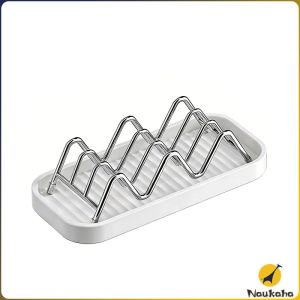 Naukaha Soap Holder Organizer Stainless Steel W Shaped Soap Rack with Drain Tray For Bathroom & Kitchen 1Pc