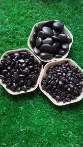 LZD Fine Polished Melon Seeds Stone Garden Landscape Riverstones Black Cobblestone Paving Gardening Landscape Fish Tank Landscape Black Stones