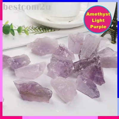 QINDERS 浅紫晶原石 消磁 香薰扩香石 Natural Amethyst Light Purple Crystal Stone 100g