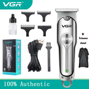 VGR 70th anniversary Silver Rechargeable Hair Clipper Cordless Electric Hair Trimmer Professional Haircut Shaver Beard Shaver Machine All Metal