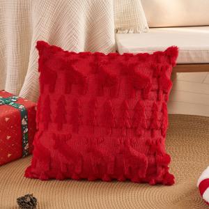 Christmas Soft Plush Pillowcase 45x45cm Sofa Cushion Cover for Holiday Festivals Winter Home Decor